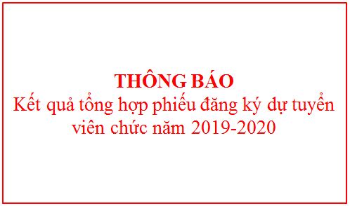 Thông báo kết quả tổng hợp phiếu đăng ký dự tuyển viên chức năm 2019-2020